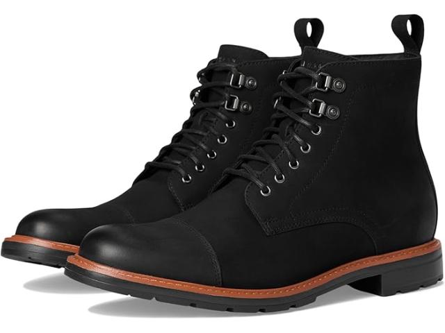 (取寄) コールハーン メンズ グランド キャップ トゥ ブーツ Cole Haan men Chamberlin Grand Cap Toe Boots Black Nubuck/Black Water Resistant
