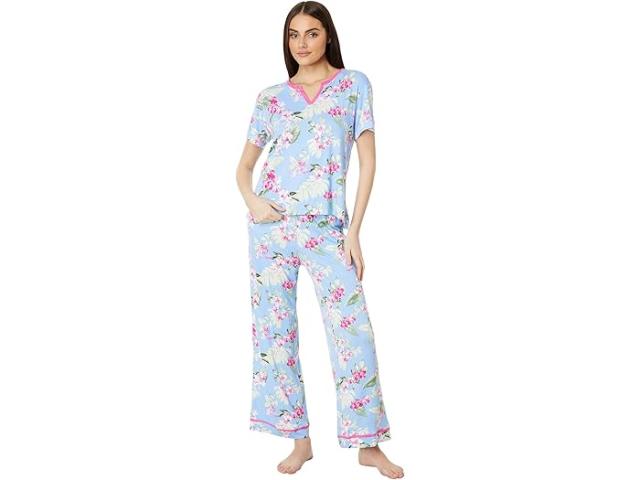 (取寄) トミーバハマ レディース 3/4 スリーブ クロップ パンツ Pj セット  Bahama women 3/4 Sleeve Crop Pants PJ Set Blue Floral