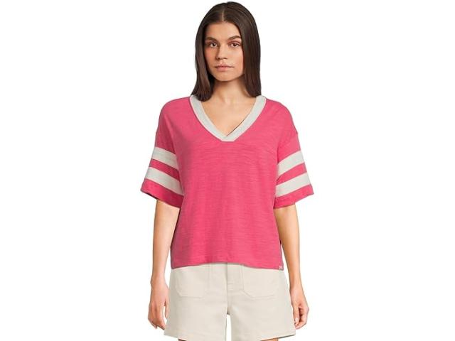 (取寄) ファリティ レディース サンウォッシュド スラブ バーシティ ティー Faherty women Sunwashed Slub Varsity Tee Hot Pink Varsity