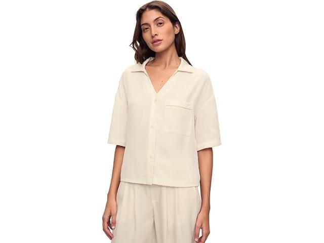 (取寄) エバージェイ レディース テンセル ウーブン ショート スリーブ トップ Eberjey women Tencel Woven Short Sleeve Top Whitecap Grey