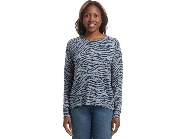 (取寄) エリオット ローレン レディース ワイルド アット ハート - ラウンデッド ネック プリンテッド セーター ウィズ フロント シーム ディテール Elliott Lauren women Wild at Heart - Rounded Neck Printed Sweater with Front Seam Detail Blue/Grey