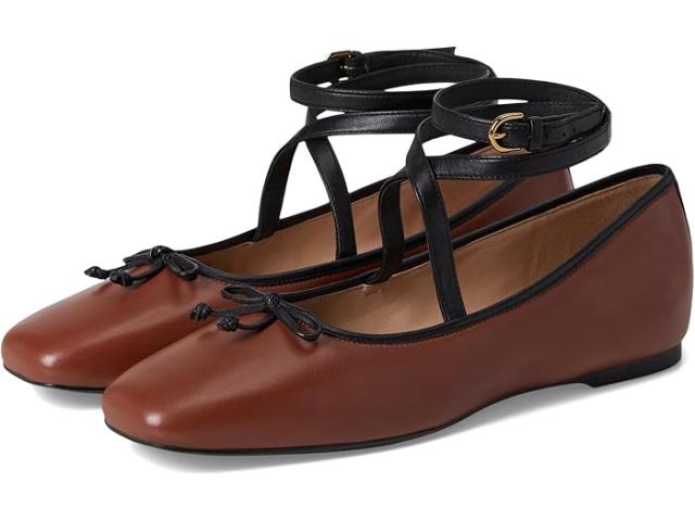 (取寄) コールハーン レディース ニコレット アンクル ストラップ Cole Haan women Nicolette Ankle Strap Ballets Dark Cuoio Leather/Black Leather