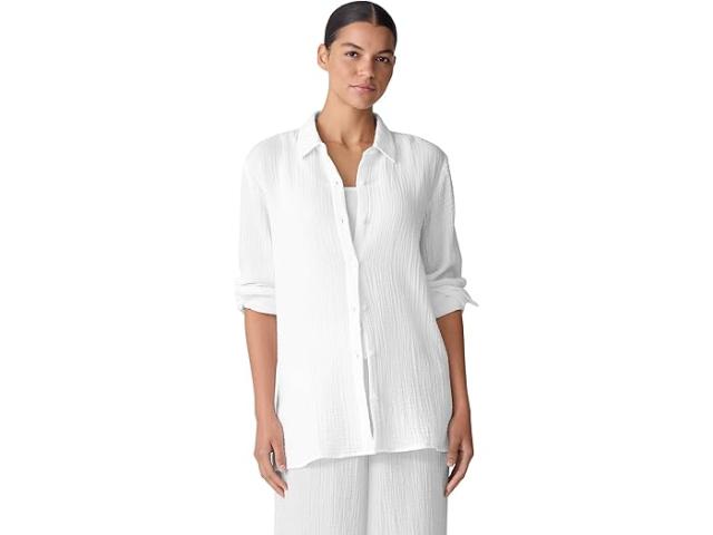 (取寄) アイリーン フィッシャー レディース クラシック カラー シャツ Eileen Fisher women Classic Collar Shirt White 4 取寄) アイリーン フィッシャー レディース クラシック カラー