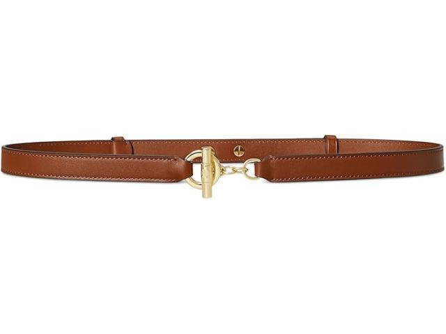 (取寄) ローレン ラルフローレン レディース レザー トグル スキニー ベルト Lauren Ralph Lauren women Leather Toggle Skinny Belt Lauren Tan