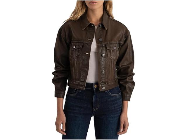 (取寄) カット フロム ザ クロス レディース - コーテッド ロング スリーブ デニム ジャケット KUT from the Kloth women Emrie - Coated Long Sleeve Denim Jacket Chocolate