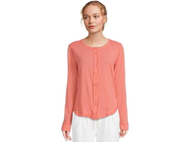 (取寄) モッドオードック レディース ロング スリーブ エクスポーズド シームズ ボタンアップ スリム カーディガン Mod-o-doc women Long Sleeve Exposed Seams Button-Up Slim Cardigan Coral Bliss