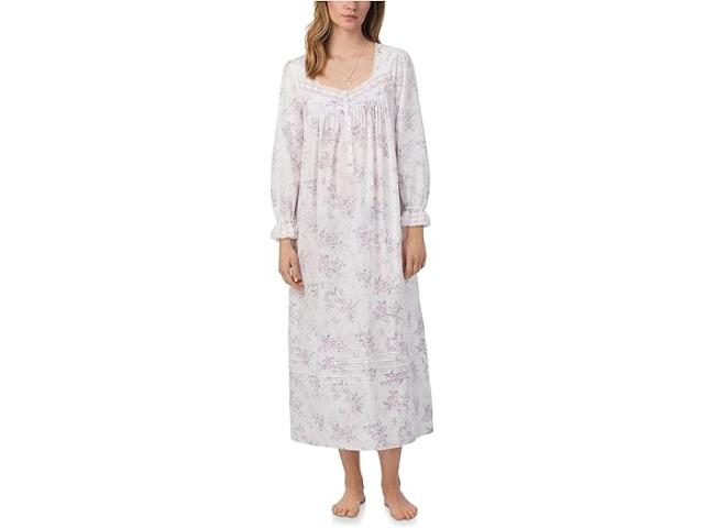(取寄) アイリーン ウエスト レディース コットン ウーブン ロング スリーブ バレエ ナイトガウン Eileen West women Cotton Woven Long Sleeve Ballet Nightgown White Ground Rose Bouquet
