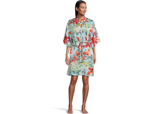 (取寄) N バイ ナトリ レディース トロピカル ブリーズ サテン ラップ N by Natori women Tropical Breeze Satin Wrap Blue