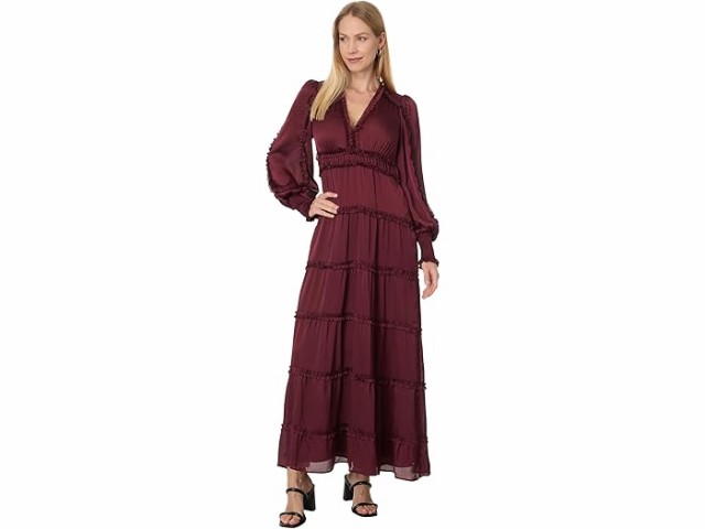 (取寄) シーシー レディース プリッセ ラッフル マキシ ドレス CeCe women CeCe Plisse Ruffle Maxi Dress Deep Redの通販は 38,510円