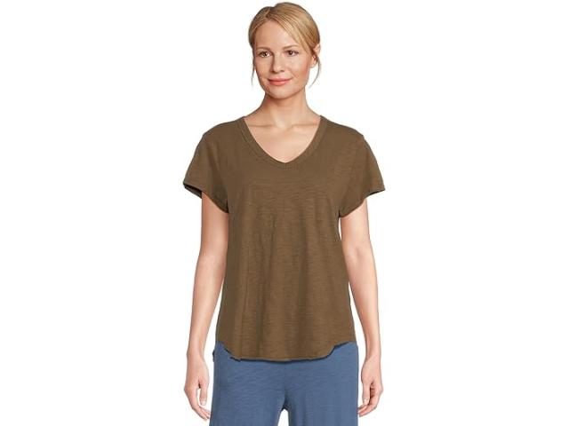 (取寄) モッドオードック レディース V-ネック ショート スリーブ ティー ウィズ カーブ ヘム Mod-o-doc women V-neck Short Sleeve Tee With Curved Hem Fern