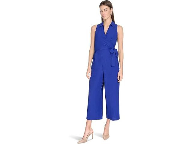 (取寄) カルバンクライン レディース カラード ライト ウェイト ジャンプスーツ   women Collared Light Weight Jumpsuit Ultramarine