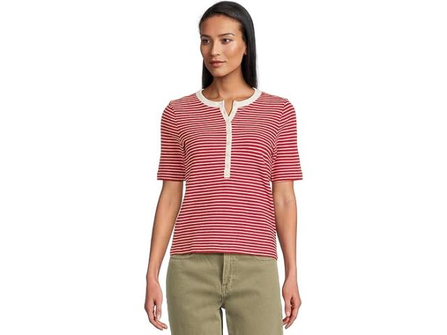 (取寄) メイドウェル レディース エルボー スリーブ ヘンリー Madewell women Elbow Sleeve Henley Cherry Red