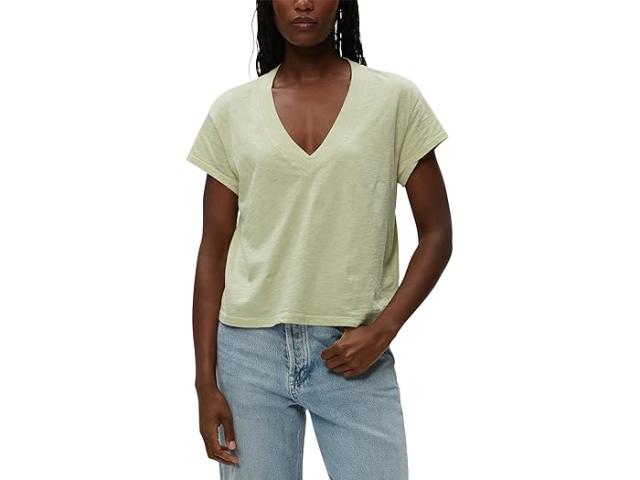 (取寄) マイケル スターズ レディース ハーラン クロップド V-ネック ティー Michael Stars women Harlan Cropped V-neck Tee Seacrest