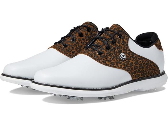 (取寄) フットジョイ レディース トラディションズ ゴルフ シューズ- プリビアス シーズン FootJoy women Traditions Golf Shoes- Previous Season White/Leopard