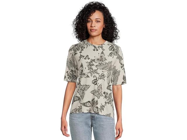 (取寄) ジョニー ワズ レディース ザ ジャニー フェーバリット フィッティド エルボー スリーブ ティー- シドニー Johnny Was women The Janie Favorite Fitted Elbow Sleeve Tee- Sydnee Sydnee-bw