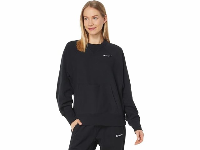 (取寄) チャンピオン レディース リバース ウィーブ フレンチ テリー クルー ポケット ブーディ Champion women Champion Reverse Weave French Terry Crew Pocket Hoodie Blackの通販は
