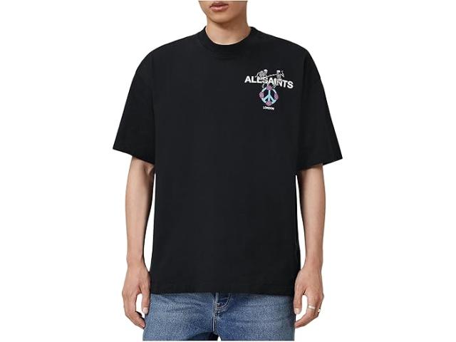 (取寄) オールセインツ メンズ ショート スリーブ クルー AllSaints men Reincarnate Short Sleeve Crew Washed Black
