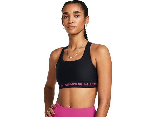 (取寄) アンダーアーマー レディース クロスバック ミッド インパクト ブラ Under Armour women Crossback Mid Impact Bra Black/Black/Astro Pink