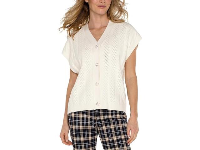 (取寄) リバプールロサンゼルス レディース スリーブレス カーディガン ボタン フロント セーター ベスト Liverpool Los Angeles women Liverpool Los Angeles Sleeveless Cardigan Button Front Sweater Vest Creamの通販は 15,750円