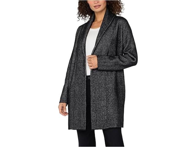 (取寄) リバプールロサンゼルス レディース ロング スリーブ オープン ニット ショール セーター コート Liverpool Los Angeles women Long Sleeve Open Knit Shawl Sweater Coat Charcoal Chevron