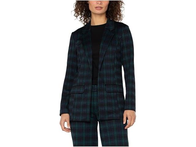 (取寄) リバプールロサンゼルス レディース プレイド ニット ジャカード ボーイフレンズ ブレーザー Liverpool Los Angeles women Plaid Knit Jacquard Boyfriend Blazer Black Watch Plaid