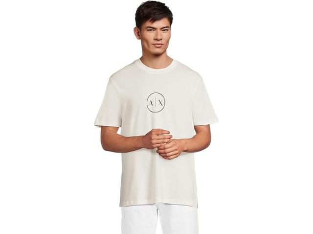 (取寄) アルマーニエクスチェンジ メンズ サークル チェスト ロゴ T-シャツ Armani Exchange men Circle Chest Logo T-shirt Off White