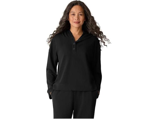 (取寄) アイリーン フィッシャー レディース ワッフル ダブルニット フーデット トップ Eileen Fisher women Waffle Doubleknit Hooded Top Black