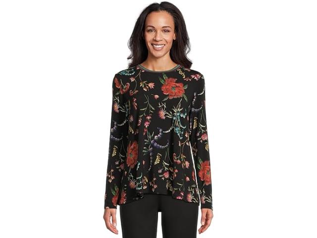 (取寄) ジョニー ワズ レディース ザ ジャニー フェーバリット ロング スリーブ クルー ネック スイング ティー Johnny Was women The Janie Favorite Long Sleeve Crew Neck Swing Tee Mayra Schiffli