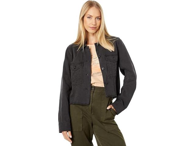 (取寄) ラッキーブランド レディース ディストレス クロップド トラッカー ジャケット Lucky Brand women Distressed Cropped Trucker Jacket Lucky Black