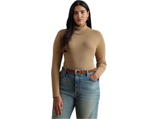 (取寄) ローレン ラルフローレン レディース プラス サイズ タートルネック セーター Lauren Ralph Lauren women Plus Size Turtleneck Sweater Classic Camel
