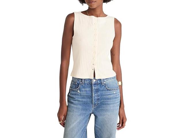 (取寄) メイドウェル レディース テクスチャー ベスト ウィズ シャンク ボタン Madewell women Textured Vest With Shank Buttons Vintage Ivory