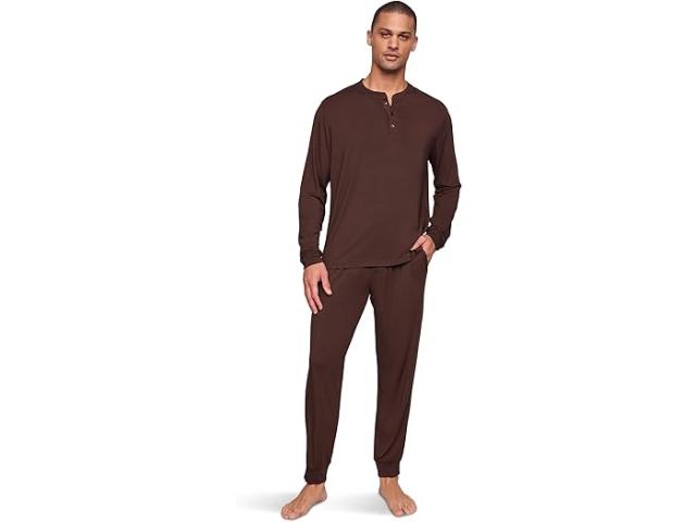 (取寄) エバージェイ メンズ ヘンリー - ザ ロング Pj セット Eberjey men Henry - The Long PJ Set Chocolate