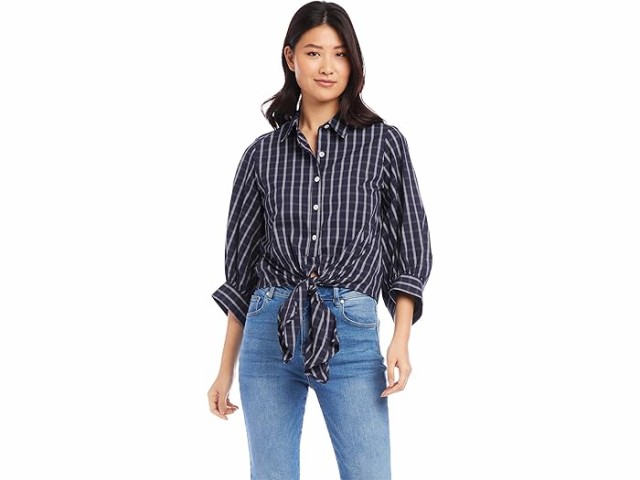 (取寄) カレンケーン レディース チェック タイフロント トップ Karen Kane women Check Tie-Front Top Checkの通販は