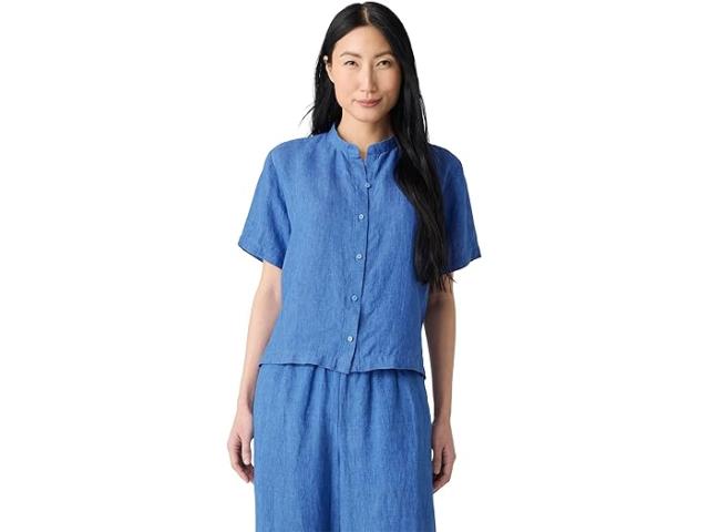 (取寄) アイリーン フィッシャー レディース マンダリン カラー シャツ Eileen Fisher women Mandarin Collar Shirt Ultramarine