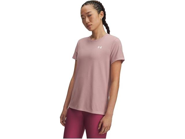 (取寄) アンダーアーマー レディース テック リブド ショート スリーブ クルー ネック Under Armour women Tech Ribbed Short Sleeve Crew Neck Tourmaline Pink/White