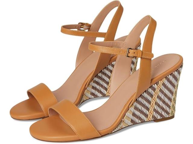 (取寄) コールハーン レディース ジョシー ウェッジ サンダル Cole Haan women Josie Wedge Sandals Striped Raffia/Biscuit Leather