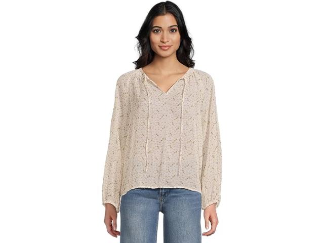 (取寄) ヴィンスカムート レディース タイ ネック シャーリング ロング スリーブ Vince Camuto women Tie Neck Shirring Long Sleeve New Ivory