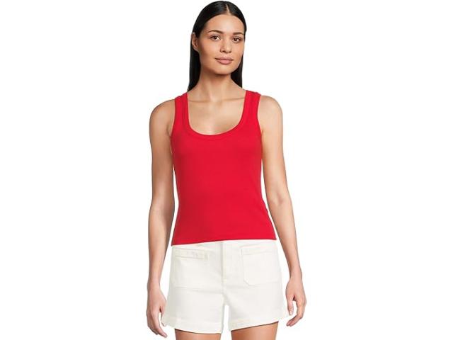 (取寄) メイドウェル レディース コットン リブド スクープ ネック タンク Madewell women (Re)Generative Cotton Ribbed Scoop Neck Tank Festival Red