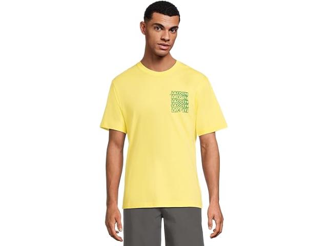 (取寄) ラコステ メンズ クラシック フィット ディストーテド グラフィック T-シャツ Lacoste men Classic Fit Distorted Graphic T-shirt Yellow/Green