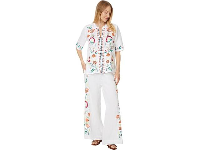 (取寄) ジョニー ワズ レディース アベリ ワイド レッグ リネン パンツ Johnny Was women Averi Wide Leg Linen Pant Whiteの通販は