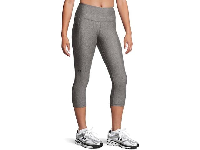 (取寄) アンダーアーマー レディース ヒートギア アーマー ハイウエスト ポケットド カプリ Under Armour women HeatGear Armour High-Waisted Pocketed Capris Charcoal Light Heather/Black