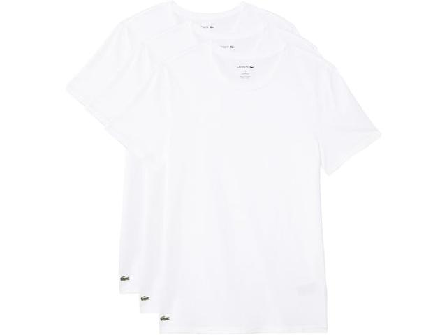 (取寄) ラコステ メンズ 100パーセント コットン スリム フィット クルーネック Tシャツ 3-パック Lacoste men 100% Cotton Slim Fit Crew-neck T-shirt 3-pack White