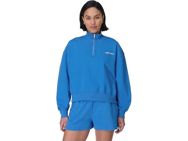 (取寄) スウェッティ ベティ レディース リバイブ クロップ ハーフ ジップ Sweaty Betty women Revive Crop Half Zip Tidal Blue