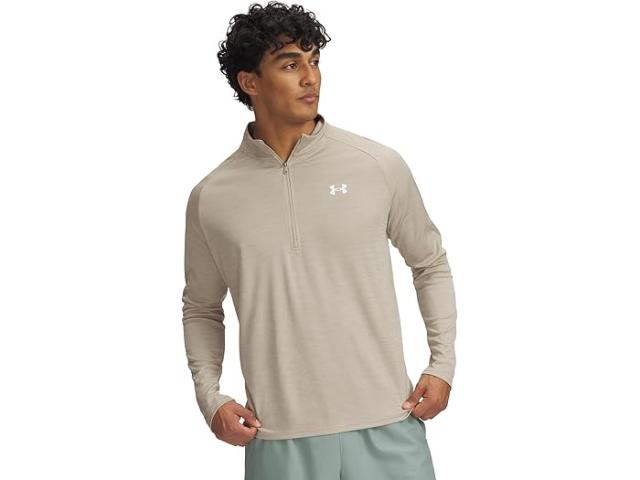 (取寄) アンダーアーマー メンズ テック テクスチャー 1/2 ジップ Under Armour men Tech Textured 1/2 Zip City Khaki/Khaki Base/White