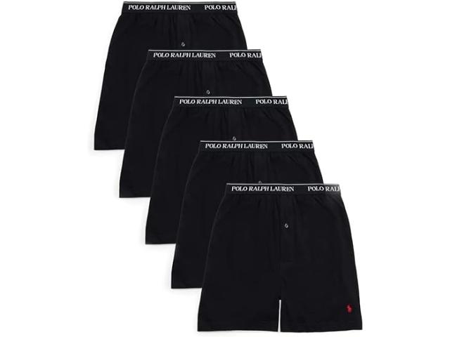 (取寄) ラルフローレン メンズ クラシック フィット コットン ニット ボクサー 5 パック Polo Ralph Lauren men Polo Ralph Lauren Classic Fit Cotton Knit Boxer 5 Pack 5 Polo Black