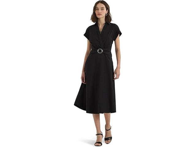 (取寄) ローレン ラルフローレン レディース ストレッチ-コットン ブレンド サープリス ドレス LAUREN Ralph Lauren women LAUREN Ralph Lauren Stretch-Cotton Blend Surplice Dress Blackの通販は