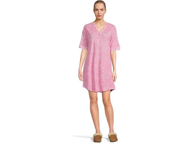 (取寄) カレン ノイバーガー レディース トスカナ サン エルボー スリーブ ヘンリー スリープシャツ ウィズ ツイン プリント Karen Neuburger women Tuscan Sun Elbow Sleeve Henley Sleepshirt With Twin Print Garden Bloom Medallion