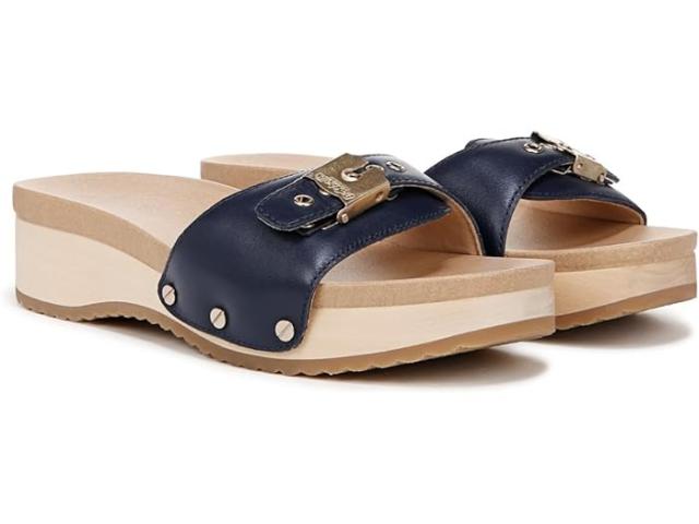 (取寄) ドクターショール レディース オリジナル トゥ スライド サンダル Dr. Scholl's women Dr. Scholl's Original Too Slide Sandal Navy Blue Leather