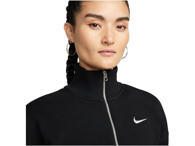 (取寄) ナイキ レディース スポーツウェア フェニックス フリース 1/4-ジップ クロップド スウェットシャツ Nike women Sportswear Phoenix Fleece 1/4-zip Cropped Sweatshirt Black/Sail