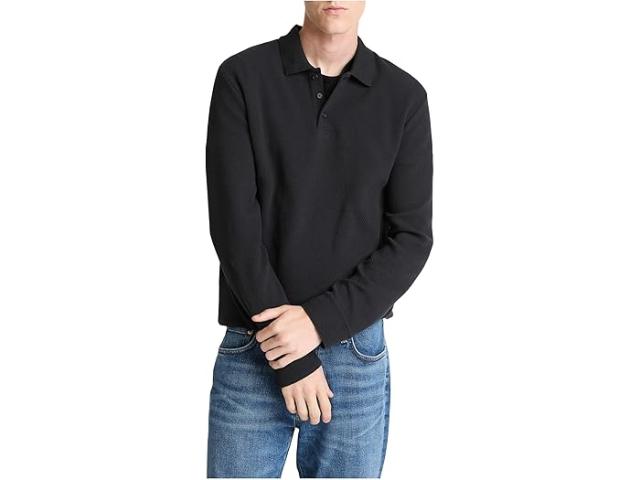 (取寄) ヴィンス メンズ バスケット ウィーブ ロング スリーブ ポロ Vince men Basket Weave Long Sleeve Polo Coastal